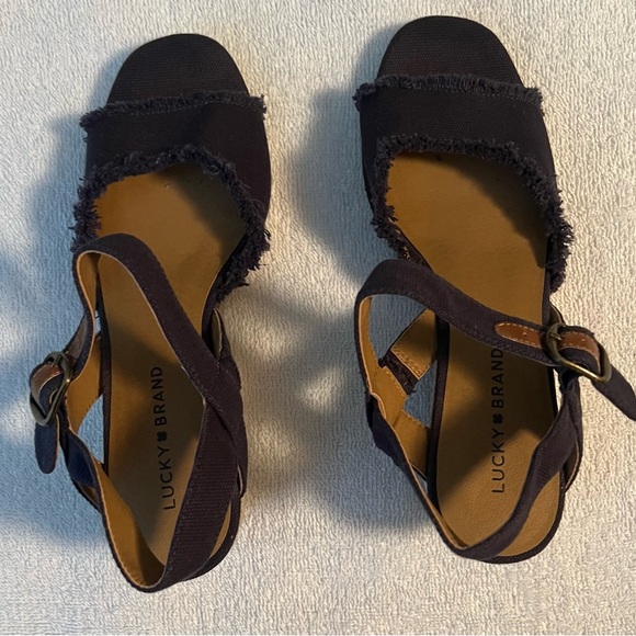 Lucky Brand Shoes - Lucky Brand navy blue wedges Size 9